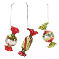 Glass Wrapped Christmas Candy Ornaments, Set of 12