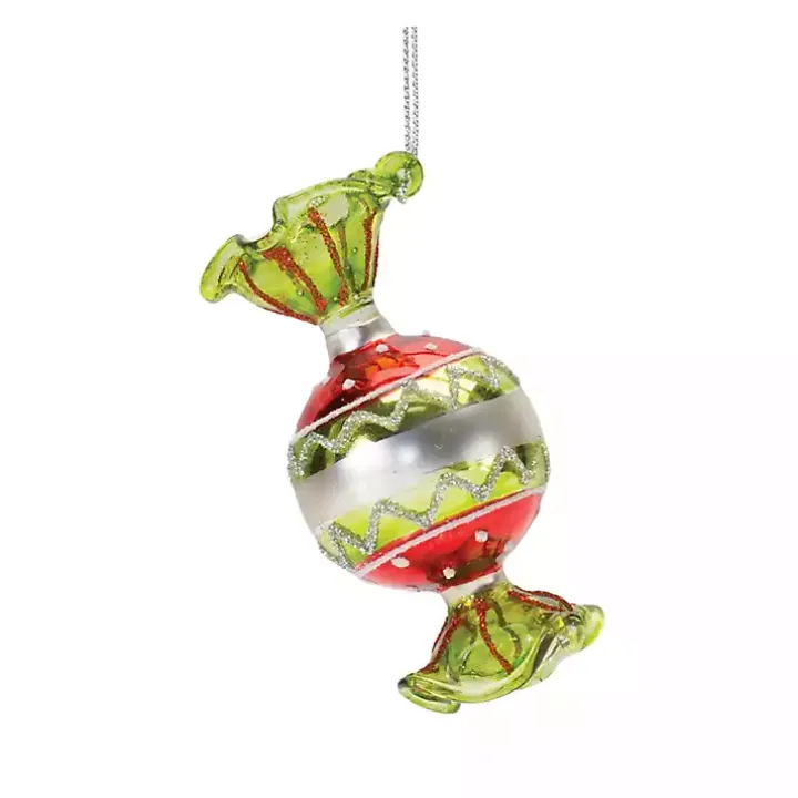 Glass Wrapped Christmas Candy Ornaments, Set of 12