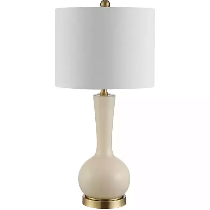 Glazed Ivory Glass Teardrop Table Lamp