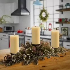 Glitter Bristle Pine Candle Centerpiece