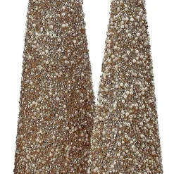 Glittered Pearl Cone Tabletop Trees, Set of 3