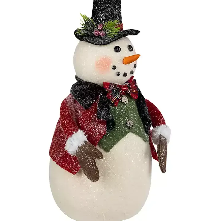 Glittered Snowman with Vest Figurine