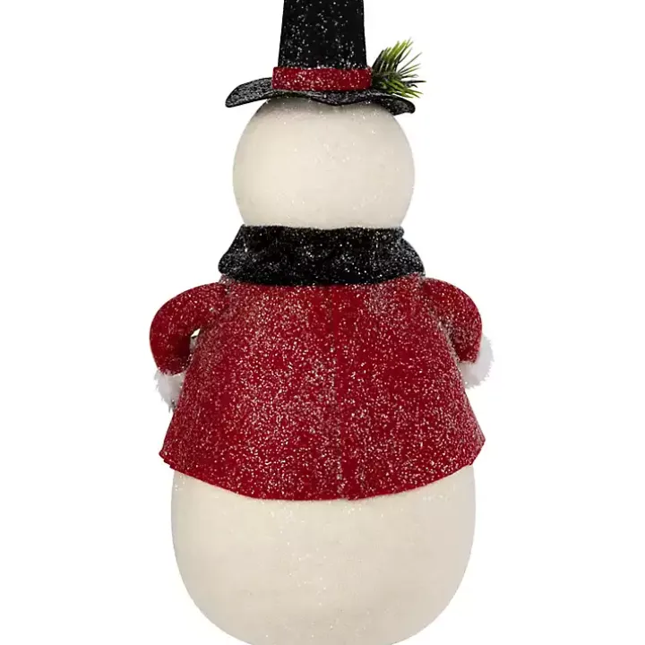 Glittered Snowman with Vest Figurine