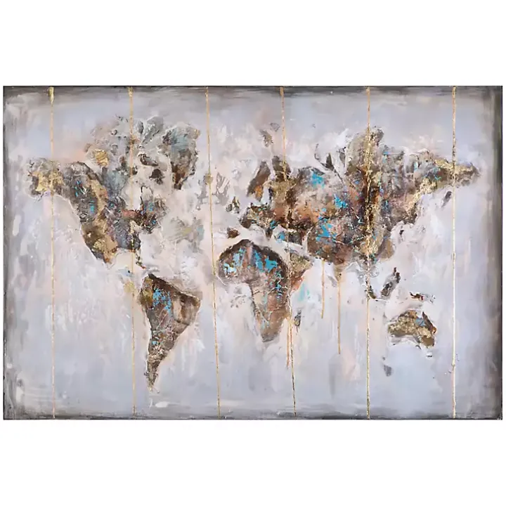 Glittering Abstract World Map Art Print, 47x32 in.