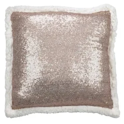 Glittery Gold Sherpa Sequins Throw Pillow
