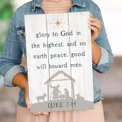 Glory to God Nativity Wall Plaque