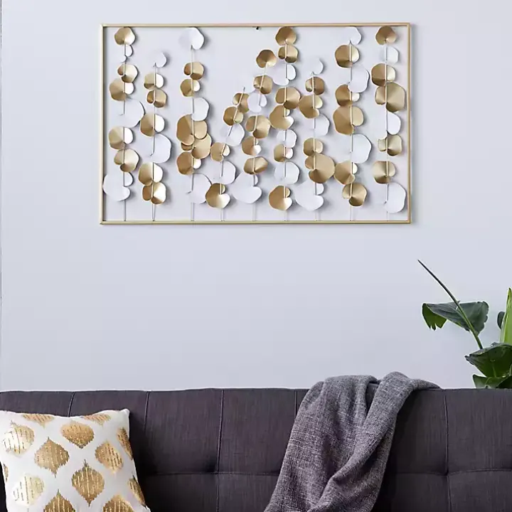 Glossy Gold Leaves Framed Wall Plaque