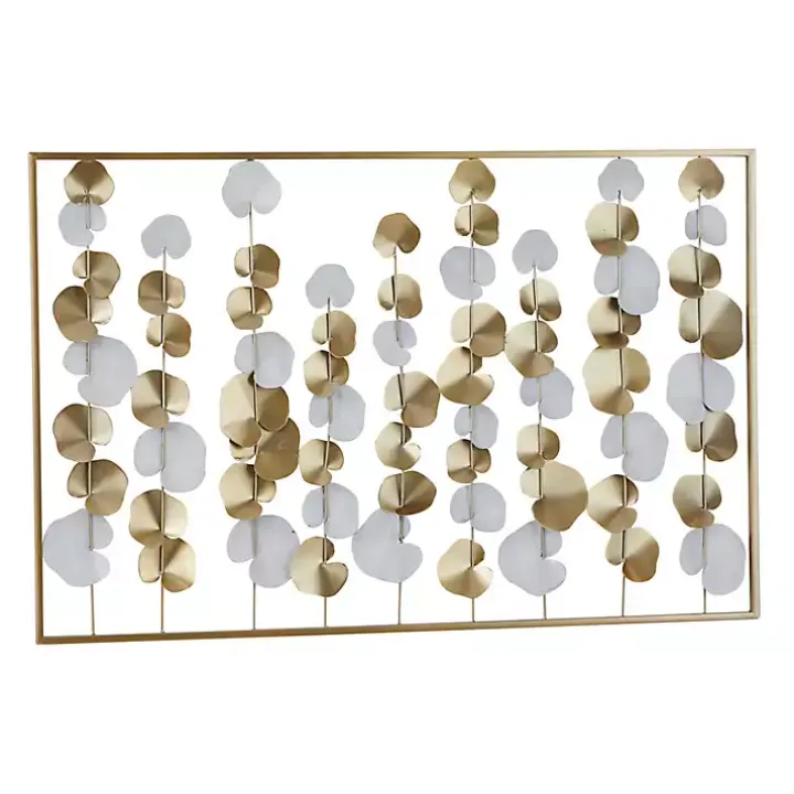 Glossy Gold Leaves Framed Wall Plaque
