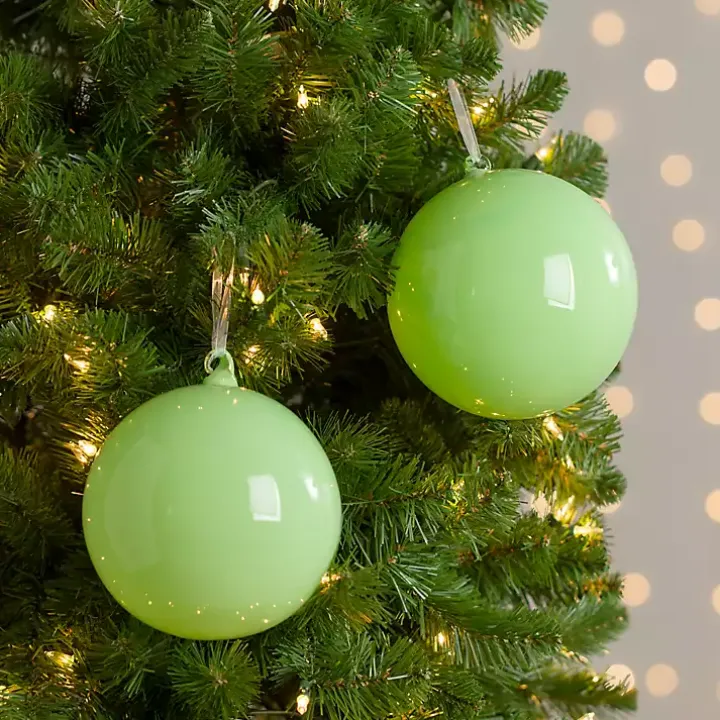 Glossy Green Ball 2-pc. Ornament Set, 6 in.