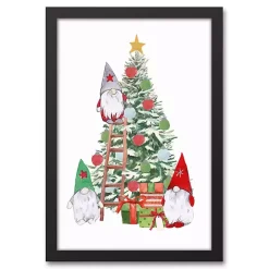 Gnomes Decorating Christmas Tree Wall Plaque