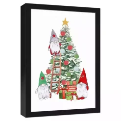 Gnomes Decorating Christmas Tree Wall Plaque
