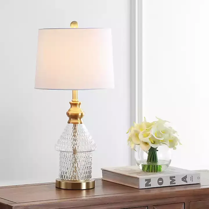 Gold and Clear Bubble Glass Table Lamp