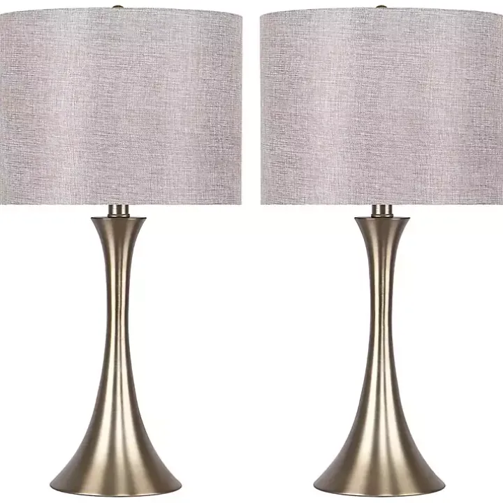 Gold and Gray Tapered Table Lamps, Set of 2