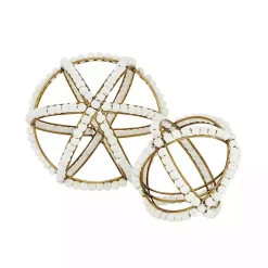 Gold and Ivory Wooden Bead 2-pc. Orb Set