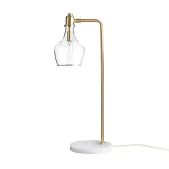 Gold and Marble Table Lamp with Glass Bell Shade