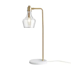 Gold and Marble Table Lamp with Glass Bell Shade