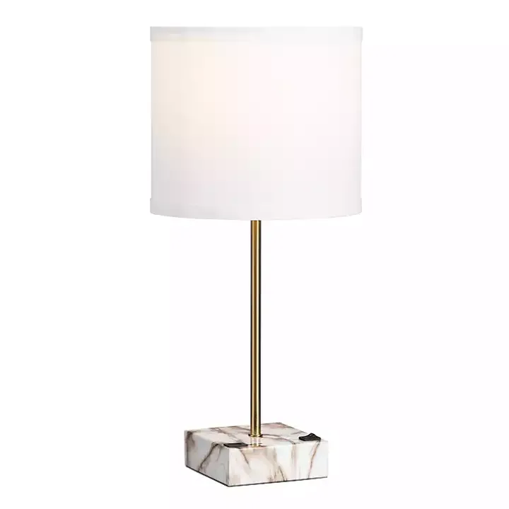 Gold and Marble USB Charging Table Lamp