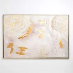 Gold and White Abstract Framed Canvas Art Print