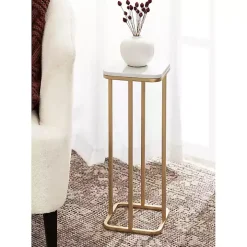 Gold and White Credele Accent Table