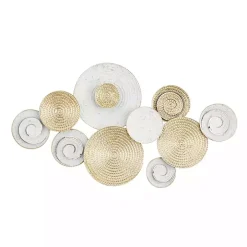 Gold and White Round Layered Plates Wall Sculpture
