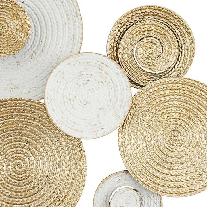Gold and White Round Layered Plates Wall Sculpture