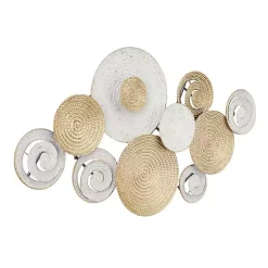 Gold and White Round Layered Plates Wall Sculpture