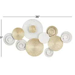 Gold and White Round Layered Plates Wall Sculpture
