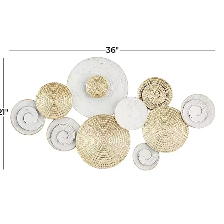 Gold and White Round Layered Plates Wall Sculpture