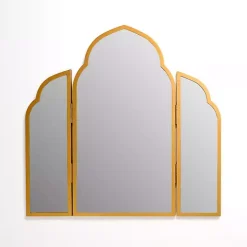 Gold Arched Trifold Wall Mirror