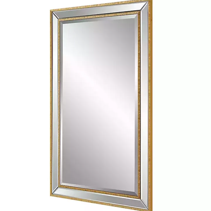 Gold Beveled Rectangular Wall Mirror