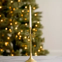 Gold Bow Taper Candle Holder, 14 in.