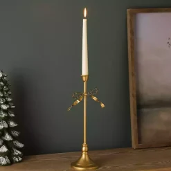 Gold Bow Taper Candle Holder, 14 in.