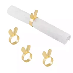 Gold Bunny Ear Napkin Rings, Set of 4