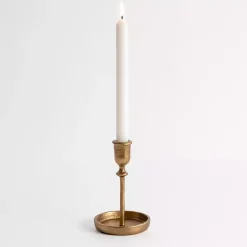 Gold Cast Iron Taper Candle Holder, 6 in.