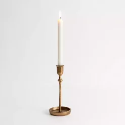 Gold Cast Iron Taper Candle Holder, 10 in.