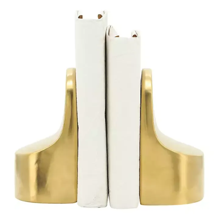 Gold Ceramic Curved Bookends