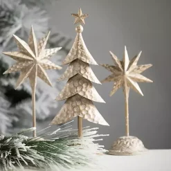Gold Christmas Star Figurines, Set of 3