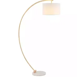 Gold Curved Floor Lamp with Marble Base