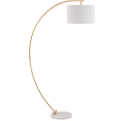 Gold Curved Floor Lamp with Marble Base