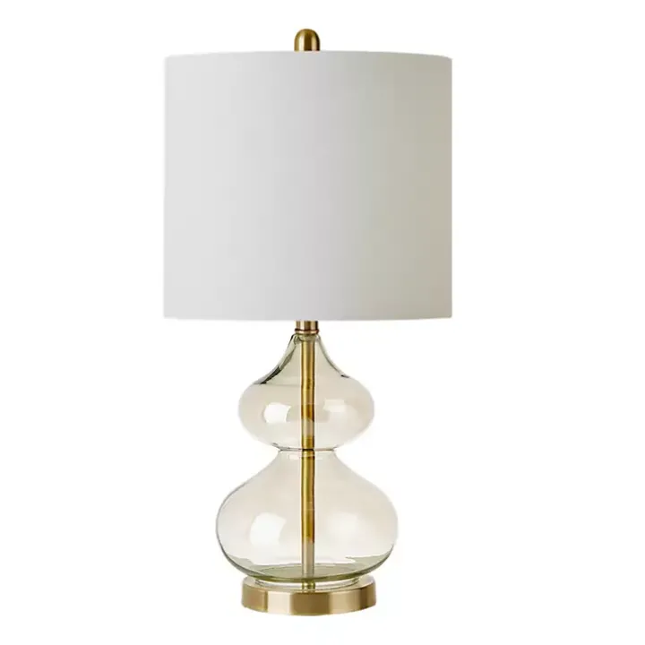 Gold Curved Glass Table Lamps, Set of 2