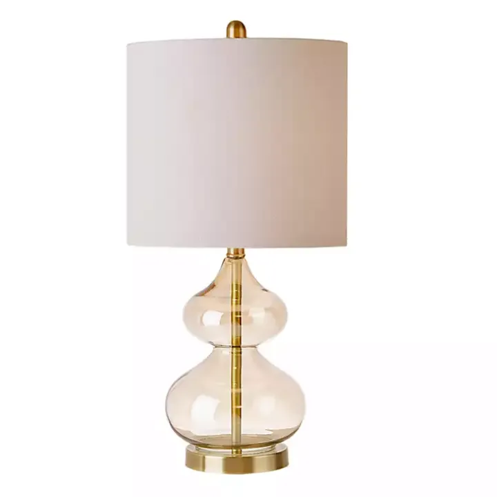 Gold Curved Glass Table Lamps, Set of 2