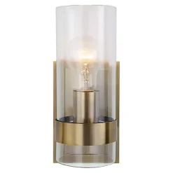 Gold Cylinder Glass Shade Wall Sconce