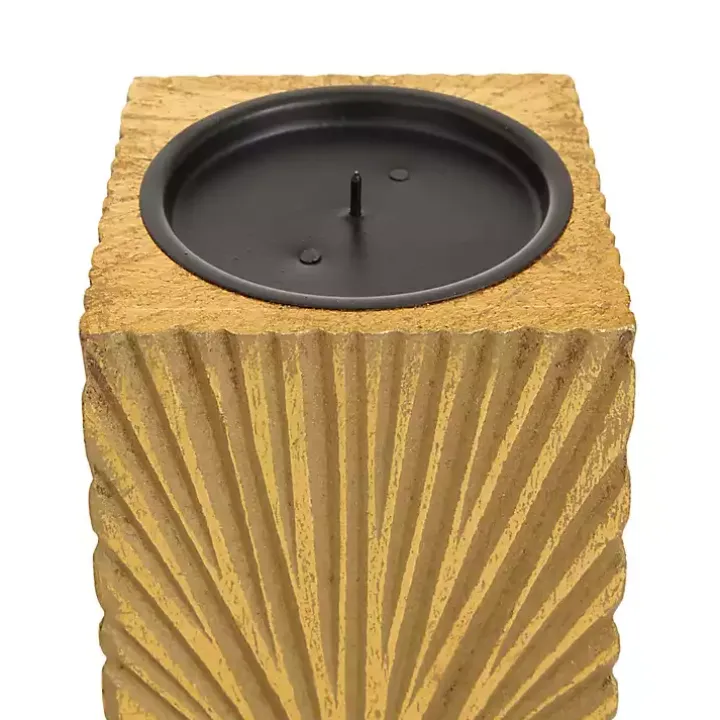 Gold Distressed Sunburst Candle Holders, Set of 3