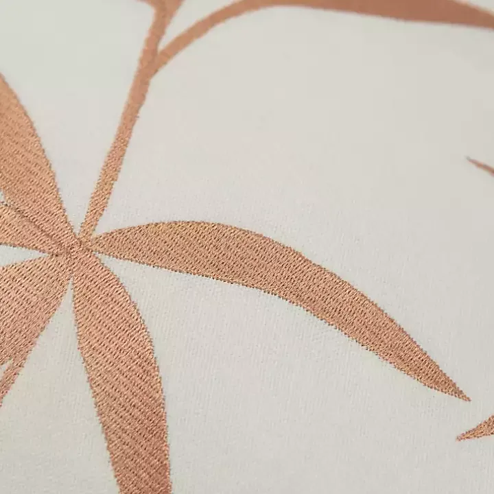 Gold Embroidered Botanical Throw Pillow