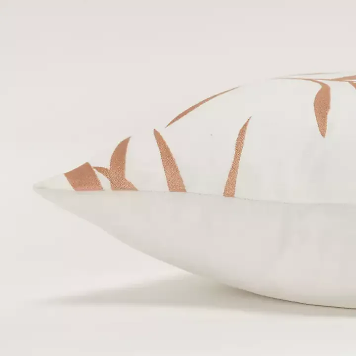 Gold Embroidered Botanical Throw Pillow