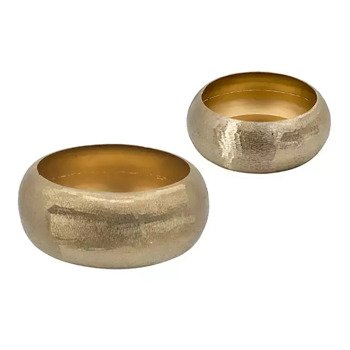 Gold Etched Metal Bowls, Set of 2
