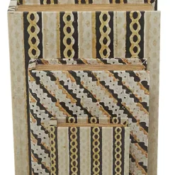 Gold Faux Leather Chain Link Book Boxes, Set of 3