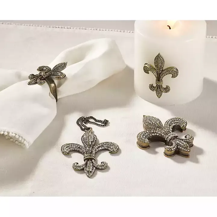 Gold Fleur-De-Lis Napkin Rings, Set of 4