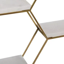 Gold Frame Marble Honeycomb Wall Shelf