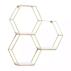 Gold Frame Marble Honeycomb Wall Shelf